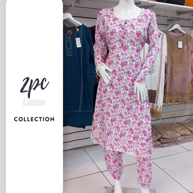 Pink Linen Shalwar Kameez Dress SS3272