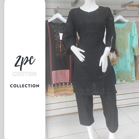 Black Gulerana Pret Cotton 2PC Shalwar Kameez Ready to wear SS3287