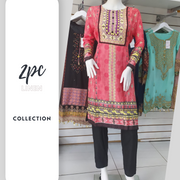 Red Linen Shalwar Kameez Dress SS3295