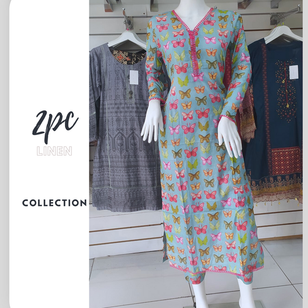 Butterly Dress Linen Peplum Shalwar Kameez Dress SS3311