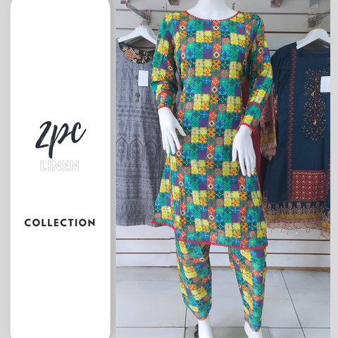 Multi Dress Linen Peplum Shalwar Kameez Dress SS3308