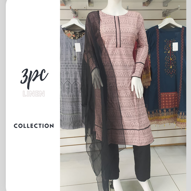 Pink Linen Shalwar Kameez Dress SS3306