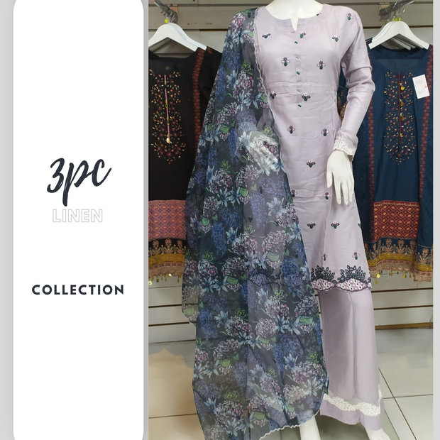 Lilac Linen Shalwar Kameez Dress SS3318