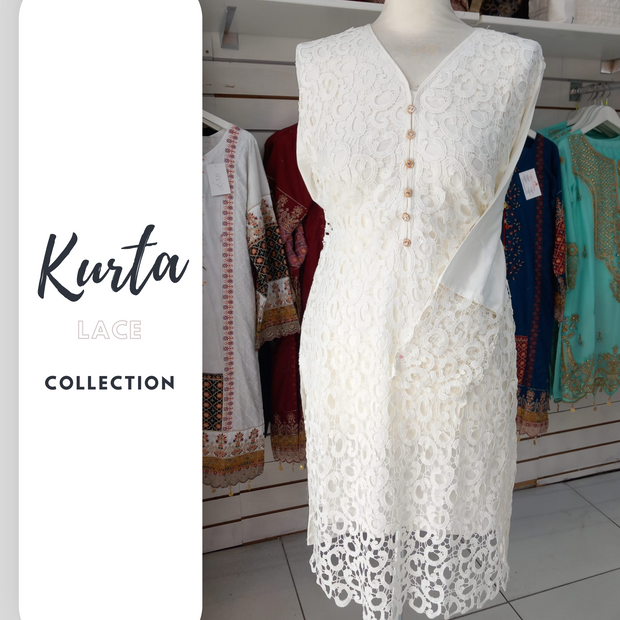 Cream Lace Kurta top SS3332