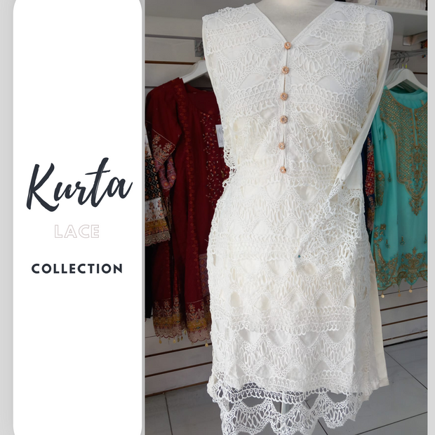 Cream Lace Kurta top SS3331