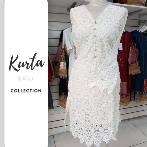 Cream Lace Kurta top SS3325
