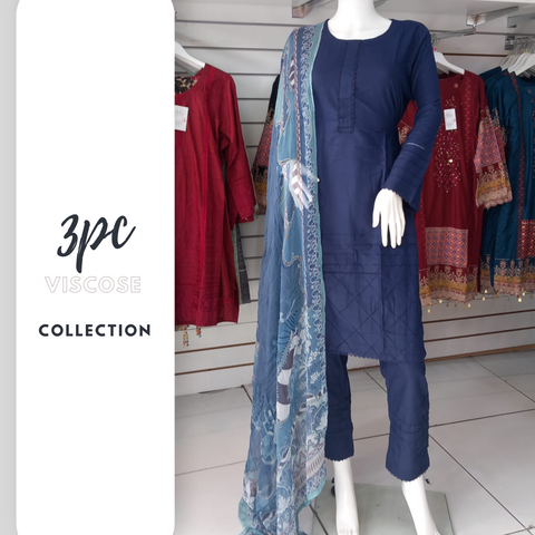 Navy Viscose Shalwar Kameez Dress SS3335