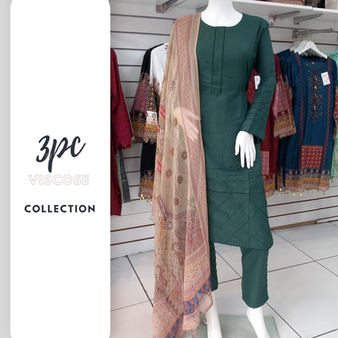 Green Viscose Shalwar Kameez Dress SS3333