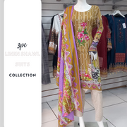 Gold Linen Suit with Shawl Shalwar Kameez Dress SS3356