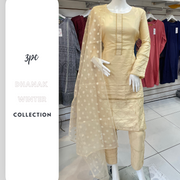 Gold Winter Dhanak Shalwar Kameez Dress SS3374