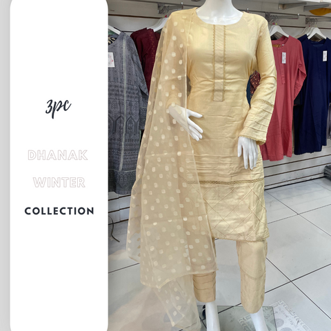 Gold Winter Dhanak Shalwar Kameez Dress SS3374