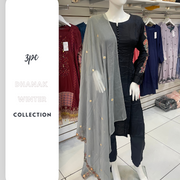 Partywear Black & Grey Winter Dhanak Shalwar Kameez Dress SS3382