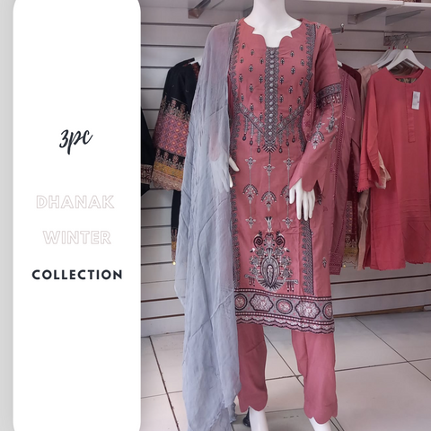 Partywear Pink Winter Dhanak Shalwar Kameez Dress SS3386