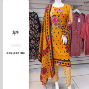 Mustard Linen Suit with Shawl Shalwar Kameez Dress SS3392