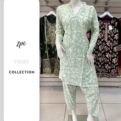 Winter Green Floral 2PC Shalwar Kameez Dress SS3413