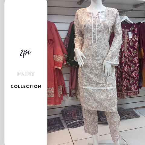 Winter Cream 2PC Shalwar Kameez Dress SS3432