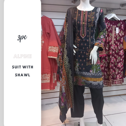 Black Winter Alpine Shalwar Kameez Dress SS3433