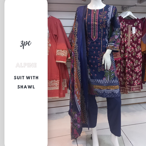 Navy  Winter Alpine Shalwar Kameez Dress SS3434