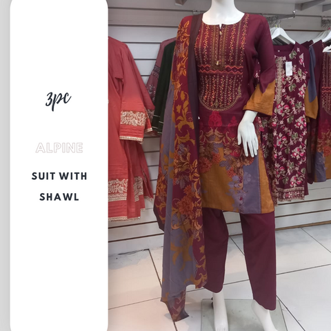 Maroon  Winter Alpine Shalwar Kameez Dress SS3435