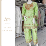 Lime Gulerana Pret Cotton 2PC Shalwar Kameez Ready to wear SS3212