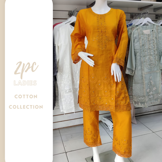 Orange Gulerana Pret Cotton 2PC Shalwar Kameez Ready to wear SS3217