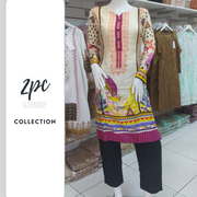 Cream Pink Linen Shalwar Kameez Dress SS3257