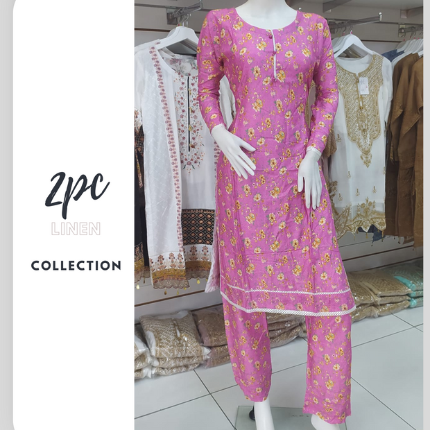 Pink Linen Shalwar Kameez Dress SS3256