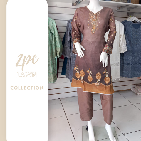 Brown LAWN Shalwar Kameez Dress SS3182