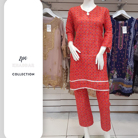 Khaddar Red 2PC Shalwar Kameez Dress SS3464