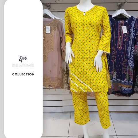 Khaddar Yellow 2PC Shalwar Kameez Dress SS3466