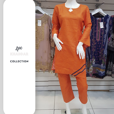 Khaddar Orange 2PC Shalwar Kameez Dress SS3469