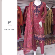 Pink Winter Linen 3PC Shalwar Kameez Dress SS3525
