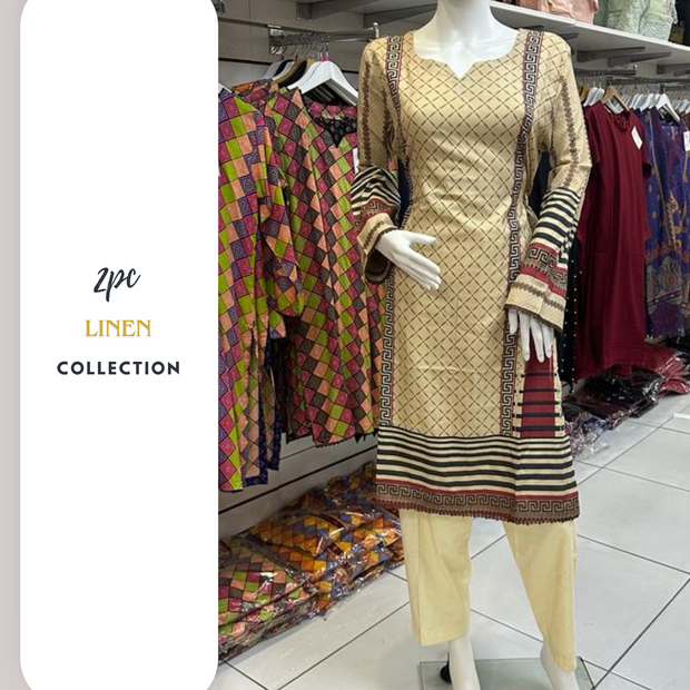 Cream Winter Linen 2PC Shalwar Kameez Dress SS3536