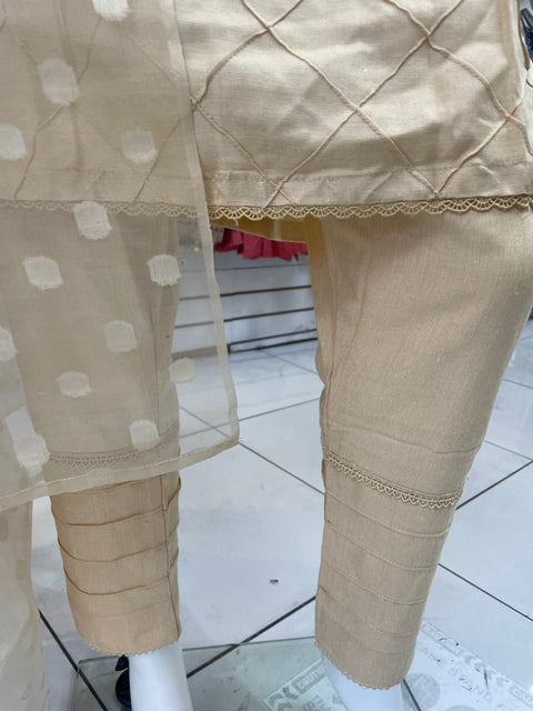 Gold Winter Dhanak Shalwar Kameez Dress SS3374