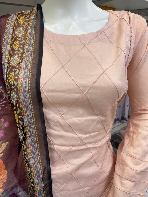 Peach Winter Dhanak Shalwar Kameez Dress SS3377