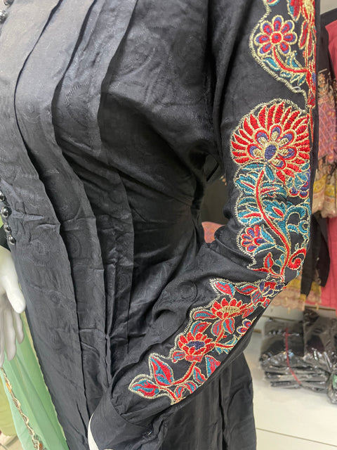 Partywear Black & Green Winter Dhanak Shalwar Kameez Dress SS3383