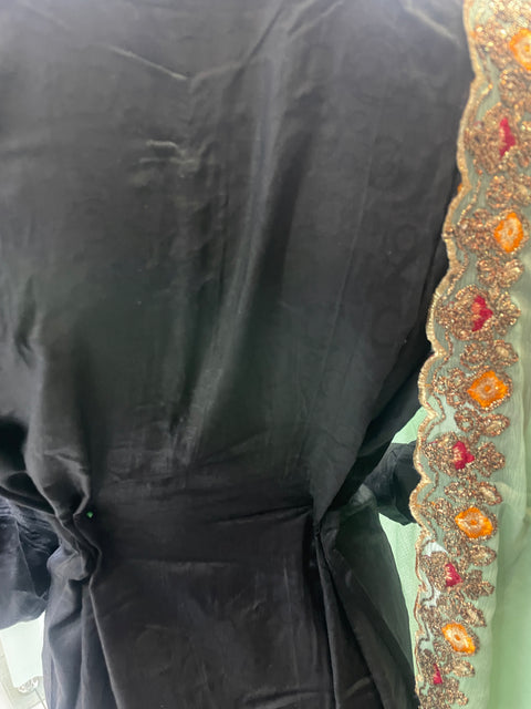 Partywear Black & Green Winter Dhanak Shalwar Kameez Dress SS3383