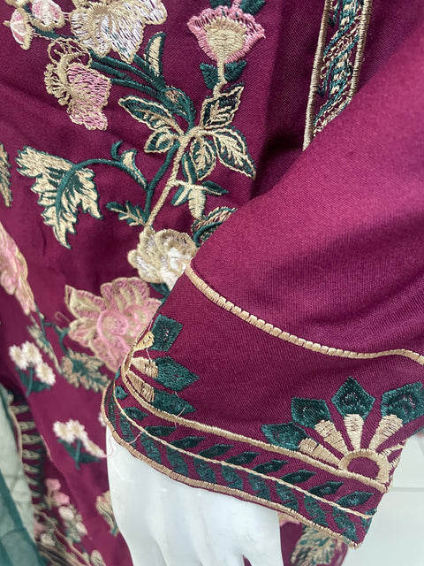Partywear Plum Winter Dhanak Shalwar Kameez Dress SS3378