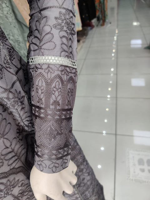 Grey Premium Cotton and 3PC Shalwar Kameez Ready to wear SS3146