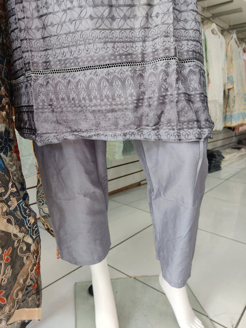 Grey Premium Cotton and 3PC Shalwar Kameez Ready to wear SS3146