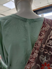 Green Premium Cotton and 3PC Shalwar Kameez Ready to wear SS3148