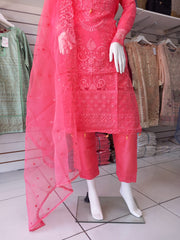 Pink Premium Organza 3PC Shalwar Kameez Ready to wear SS3157