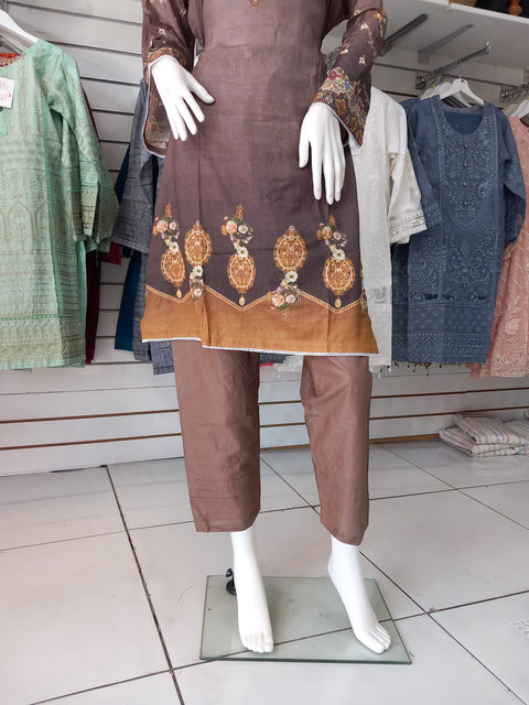 Brown LAWN Shalwar Kameez Dress SS3182
