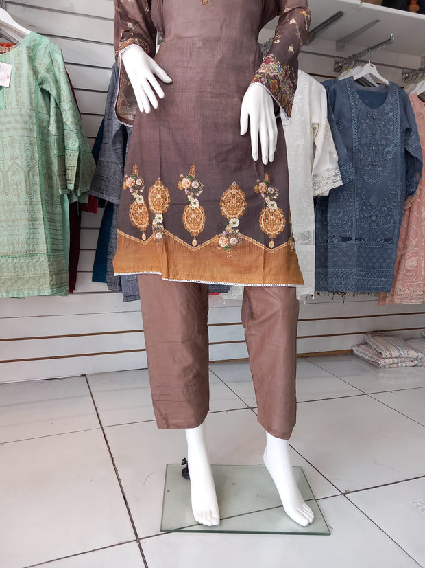 Brown LAWN Shalwar Kameez Dress SS3182