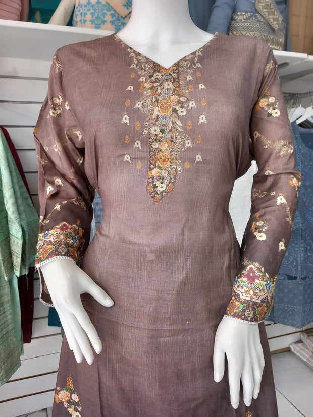 Brown LAWN Shalwar Kameez Dress SS3182
