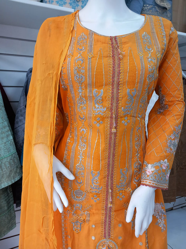 Mustard Premium Cotton 3PC Shalwar Kameez Ready to wear SS3197