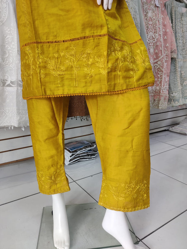 Mustard Gulerana Pret Cotton 2PC Shalwar Kameez Ready to wear SS3216