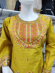 Mustard Gulerana Pret Cotton 2PC Shalwar Kameez Ready to wear SS3227