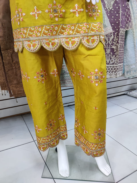 Mustard Gulerana Pret Cotton 2PC Shalwar Kameez Ready to wear SS3227