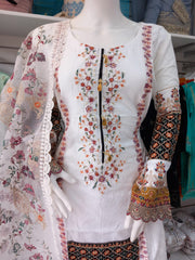 White Premium Cotton and 3PC Shalwar Kameez Ready to wear SS3233
